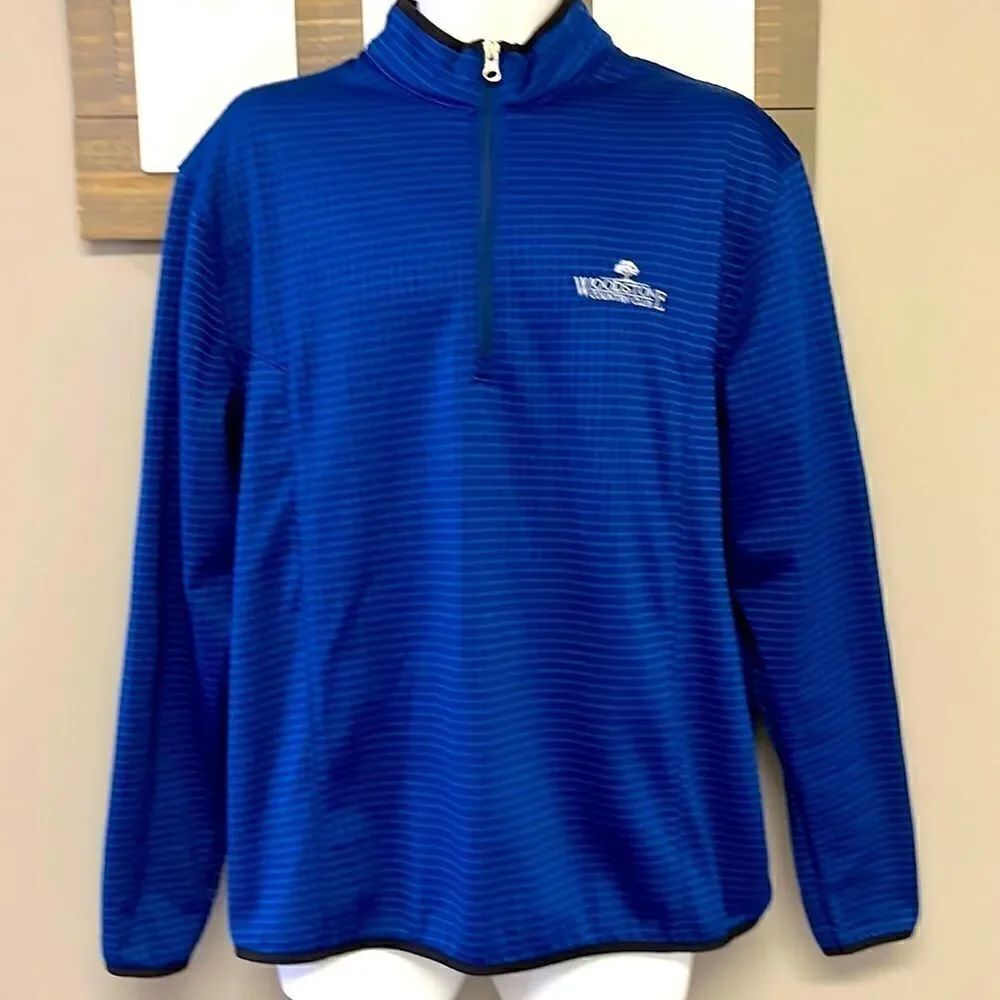 Bermuda Sands Cobalt Blue Long Sleeve Quarter Zip Pullover with Black Trim- L